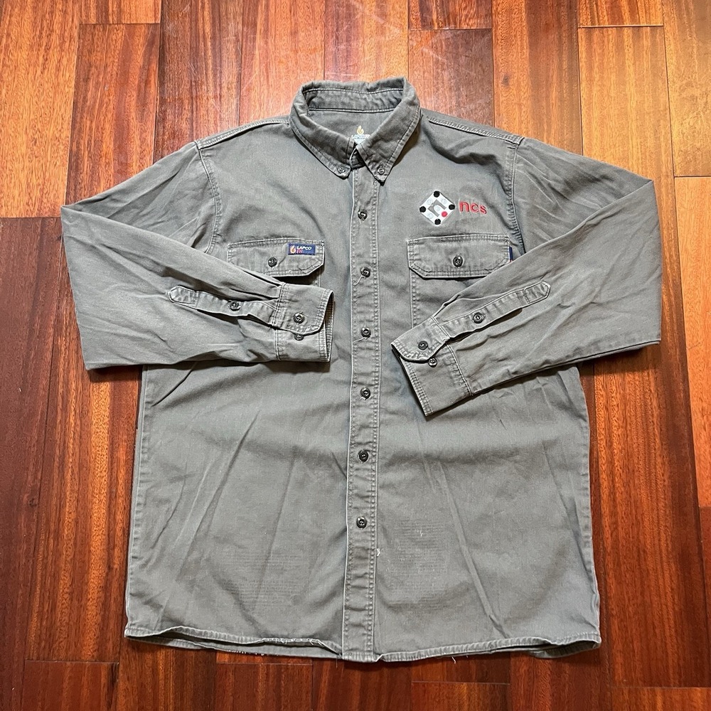 Lapco FR Shirt Mens Large Tan Moisture Management Long Sleeve Button Up Workwear